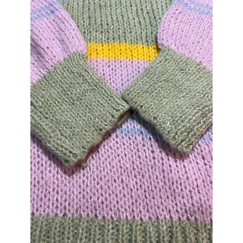 easel Pastel Striped Crewneck Sweater in Pink, Blue, Green & Yellow - Picture 6 of 9